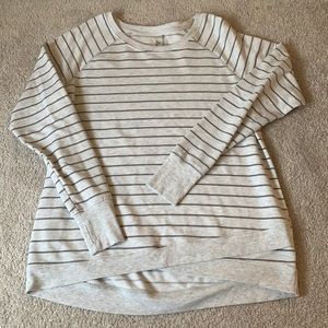 White and gray striped sweatshirt